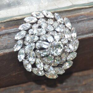 vintage signed Kramer of New York dome domed crystal rhinestone brooch pin